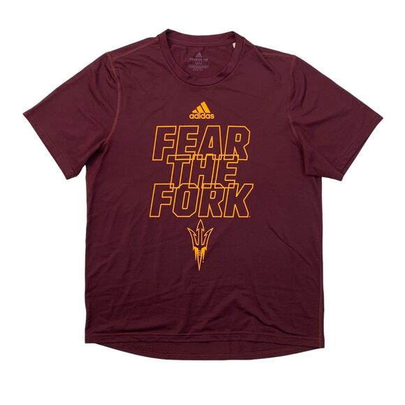 Adidas T Shirt Mens M Medium Raisin Creator Tee Arizona Sun Devils Fear The Fork - Picture 1 of 9